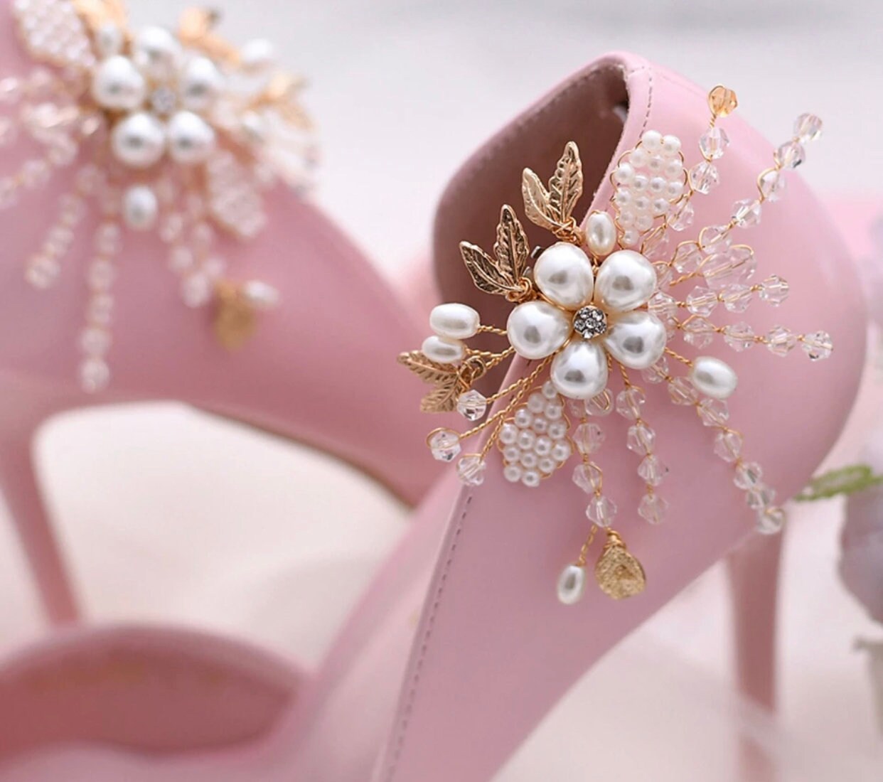 Stunning Golden Bridal Shoe Clips Shoe Brooches Shoe Etsy UK