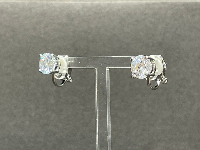 Wedding Earrings Solitaire Crystal Clip On Earrings Gold or Rose Gold Silver CZ Solitaire Bridal Jewellery Bridal Accessories