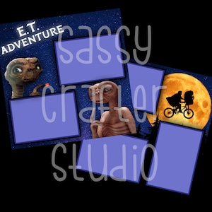 Páginas de álbumes de recortes de Universal Studios - E.T. Aventura - Páginas rápidas prefabricadas - 12x12 páginas - Solo agregue fotos