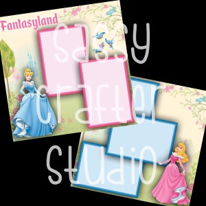 Disney Scrapbook Pages - Fantasyland 3 - Readymade Pages - 12x12 Cardstock - Just Add Photos