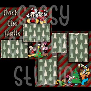 Strony do scrapbookingu Disneya - Deck the Halls - Zestaw 2 stron - Karton 12x12 - Just Add Photos