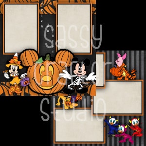 Strony do scrapbookingu Disneya - Mickey Trick or Treat - 2 strony - 12x12 karton - Just Add Photos