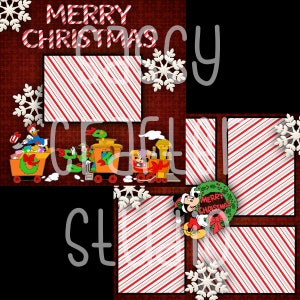 Strony do scrapbookingu Disneya - Wesołych Świąt Myszki Miki - Zestaw 2 stron - 12x12 - Just Add Photos