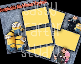 Universal Studios Scrapbook Pages - Despicable Me Minion Mayhem - Premade Quick Pages - 12x12 Pages - Just Add Photos