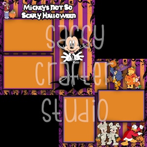 Strony do scrapbookingu Disneya - Mickey's Not So Scary Halloween Vampire - Zestaw 2 stron - Karton 12x12 - Just Add Photos