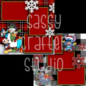 Strony do scrapbookingu Disneya - Bałwanek bożonarodzeniowy Myszki Miki - Zestaw 2 stron - Karton 12x12 - Just Add Photos