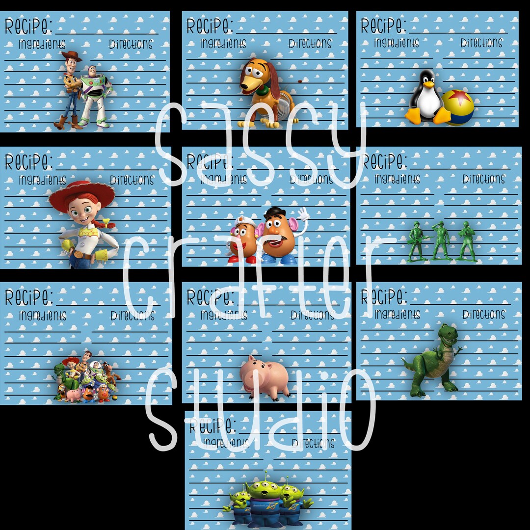 Disney Recipe Cards - Toy Story - 5x7 - Set of 10 Cards - Etsy
