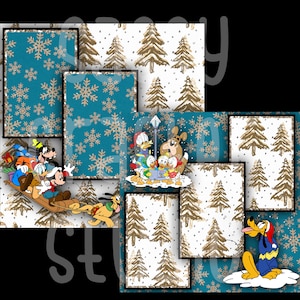 Strony do scrapbookingu Disneya - Bożonarodzeniowe sanki - Zestaw 2 stron - Karton 12x12 - Just Add Photos