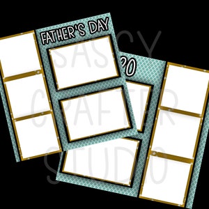 Printed Scrapbook Pages - Happy Father&#39;s Day - Version 4 - Readymade 12x12 Cardstock - Just Add Photos