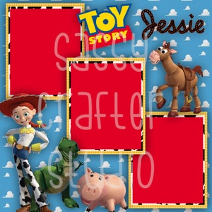 Strony do scrapbookingu Disneya - Spotkanie i powitanie - Jessie - Gotowe strony - Karton 12x12 - Wystarczy dodać zdjęcia