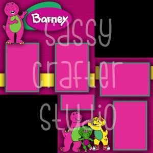 Universal Studios Scrapbook Pages - Barney and Friends - Premade Quick Pages - 12x12 Pages - Just Add Photos