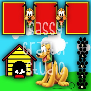 Strony do scrapbookingu Disneya - Spotkanie i powitanie - Pluto - Gotowe strony - Karton 12x12 - Wystarczy dodać zdjęcia