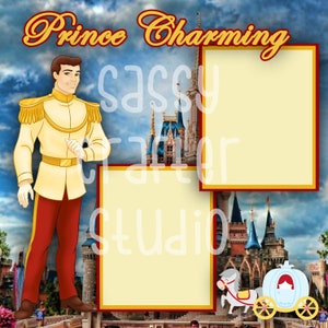 Strony do scrapbookingu Disneya - Spotkanie i powitanie - Książę z Bajki - Gotowe strony - Karton 12x12 - Wystarczy dodać zdjęcia