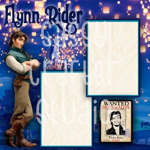 Strony do scrapbookingu Disneya - Spotkanie i powitanie - Flynn Rider - Gotowe strony - Karton 12x12 - Wystarczy dodać zdjęcia