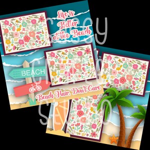 Beach Scrapbook Pages - Beach Hair, Don&#39;t Care - Readymade Pages - 12x12 Cardstock - Just Add Photos