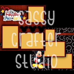 Strony do scrapbookingu Disneya - Najszczęśliwsze miejsce na Ziemi - Gotowe strony - Karton 12x12 - Wystarczy dodać zdjęcia
