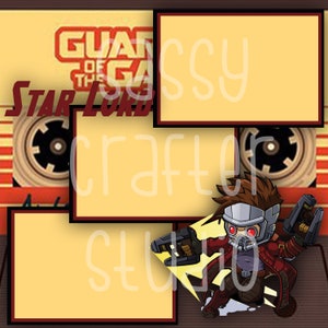 Strony do scrapbookingu Disneya - Spotkanie i powitanie - Star Lord - Gotowe strony - Karton 12x12 - Wystarczy dodać zdjęcia