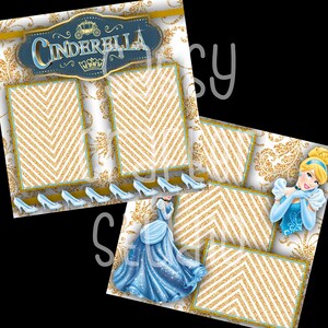 Strony do scrapbookingu Disneya - Spotkanie i powitanie - Kopciuszek - Gotowe strony - Karton 12x12 - Wystarczy dodać zdjęcia