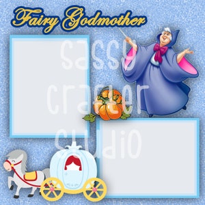 Strony do scrapbookingu Disneya - Spotkanie i powitanie - Wróżka Chrzestna - Gotowe strony - Karton 12x12 - Wystarczy dodać zdjęcia