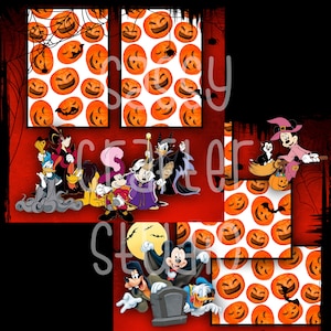 Strony do scrapbookingu Disneya - Mickey Halloween - zestaw 2 stron - karton 12x12 - Just Add Photos