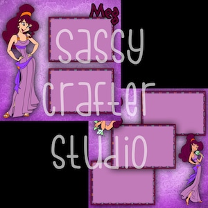 Strony do scrapbookingu Disneya - Spotkanie i powitanie - Meg - Gotowe strony - Karton 12x12 - Wystarczy dodać zdjęcia