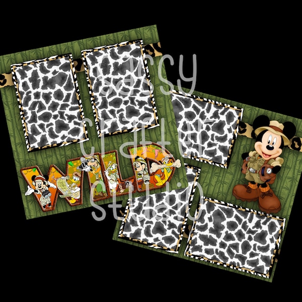 Disney Scrapbook Pages - Animal Kingdom - WILD - Disneyworld - Readymade Pages - 12x12 Pages - Just Add Photos