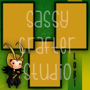 Strony do scrapbookingu Disneya - Spotkanie i powitanie - Loki - Gotowe strony - Karton 12x12 - Wystarczy dodać zdjęcia
