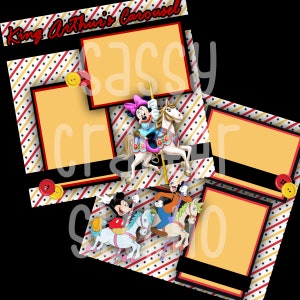 Disney Scrapbook Pages - King Arthur's Carousel - Readymade Pages - 12x12 Pages - Just Add Photos