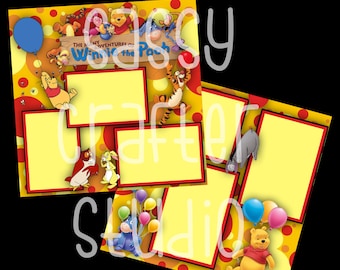 Disney Scrapbookpagina's - Winnie de Poeh Ride - Kant-en-klare pagina's - 12x12 pagina's - Voeg gewoon foto's toe