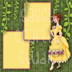 Strony do scrapbookingu Disneya - Spotkanie i powitanie - Jane - Gotowe strony - Karton 12x12 - Wystarczy dodać zdjęcia