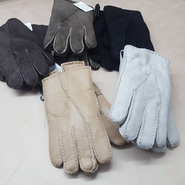 Sheepskin Lined Gloves Men Etsy UK