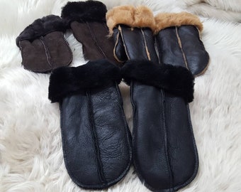 Sheepskin mittens made from real sheepskin by me in UK great Christmas present.