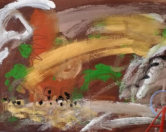 Brown abstract painting, expressionist painting, download