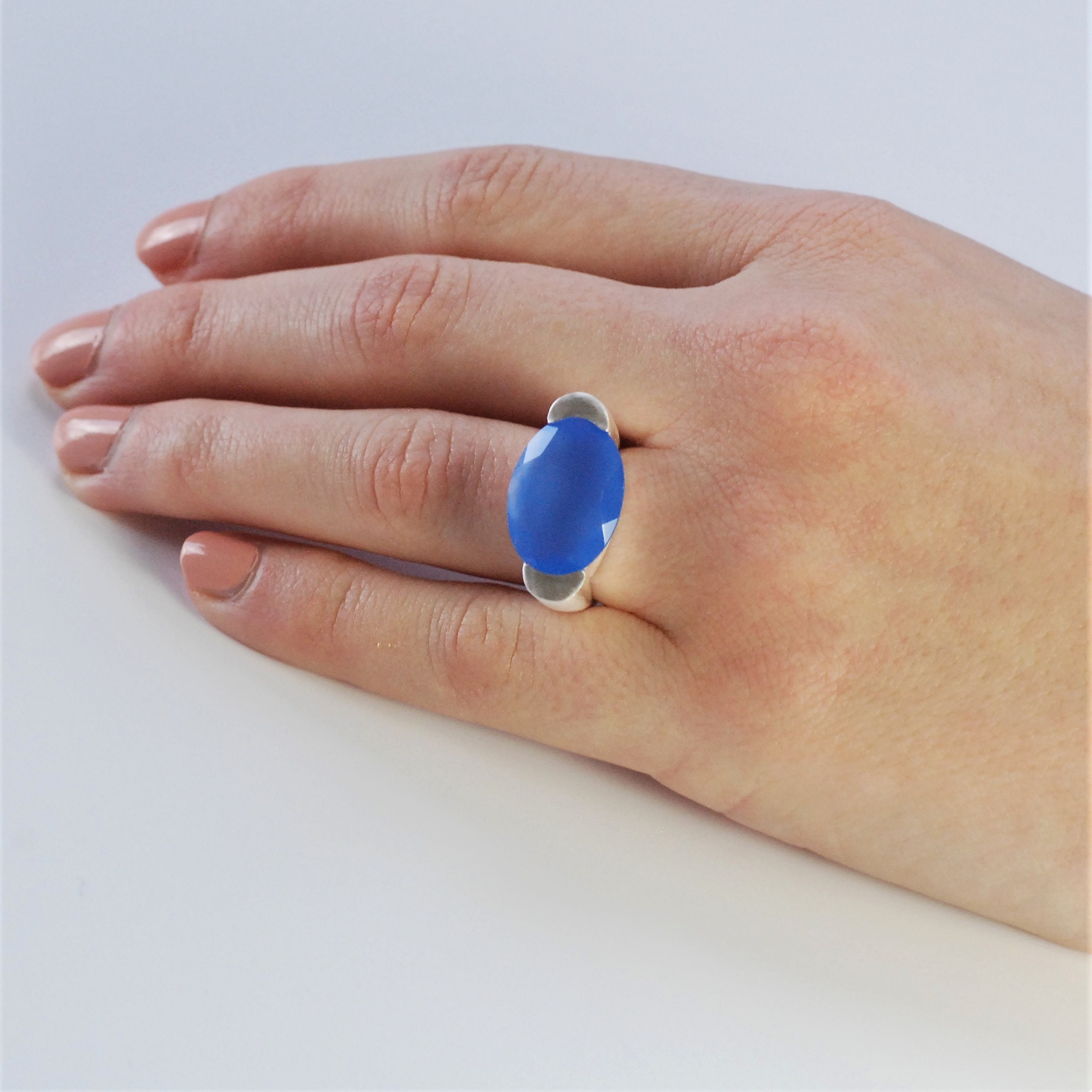 Silver Statement Ring Simple .925 sterling silver and blue Etsy