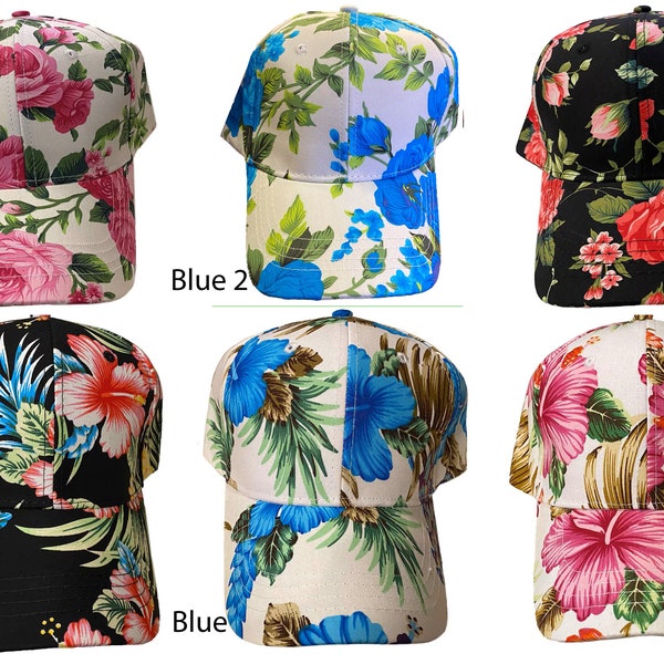 Flower Hawaiian Floral Pre Curved Plain Baseball Hat Cap