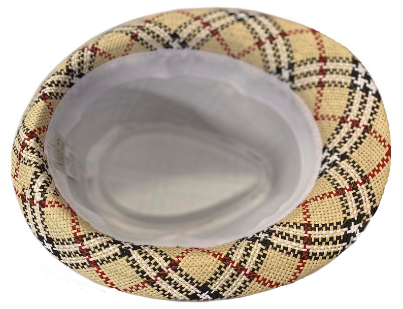 FEDORA Trilby Gangster Bucket MEN WOMEN Paper Straw Plaid Hat Cap