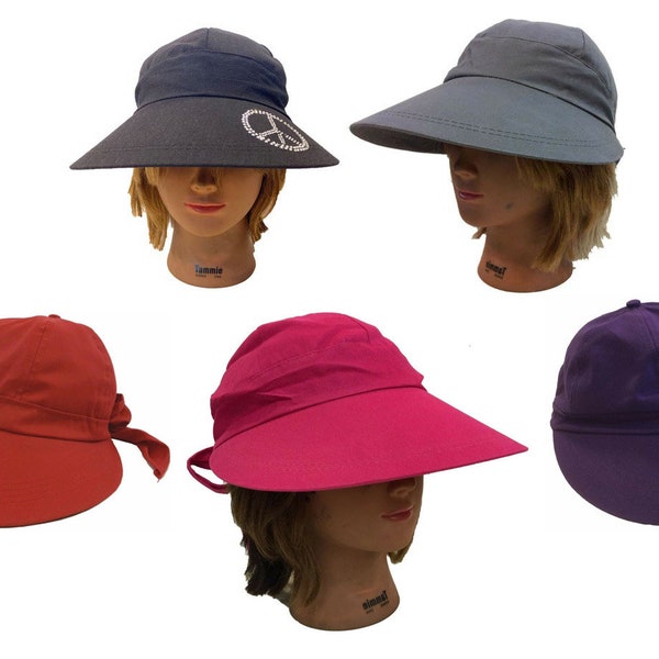 Ladies Women Fashion Large Visor Wide Brim Sun UV Protect 100% Cotton Cover Hat