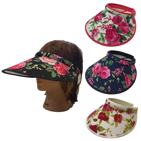 Ladies Women Fashion Large Visor Wide Brim Sun UV Protection Flower Cover Hat Cap