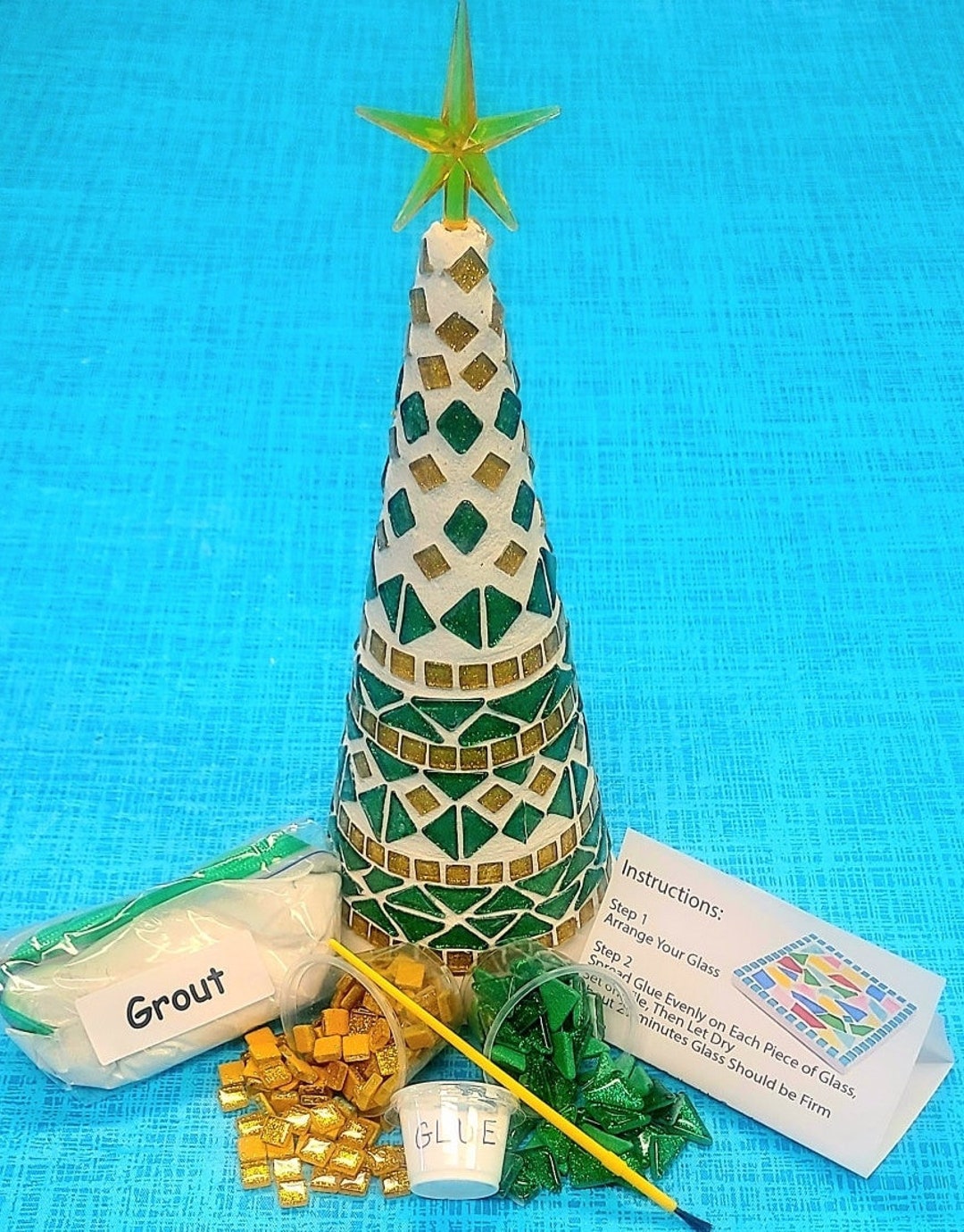 mosaic-christmas-tree-craft-kit-christmas-craft-kit-holiday-etsy