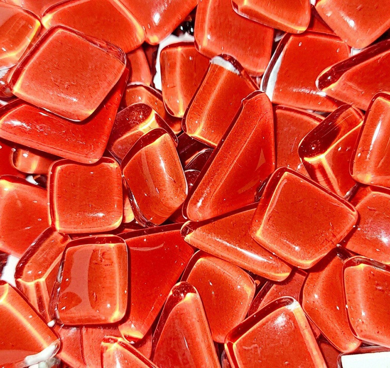 Ruby Red Glass Mosaic Tile Pieces Smooth Edges 5 oz Etsy