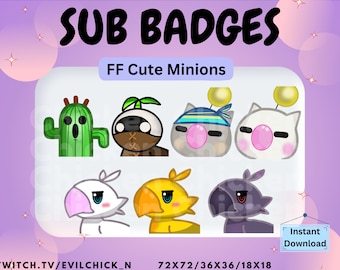 FF Minions subbadge, FF subbadges, Final fantasy subbadges, FF subbadges, Moogle subbadges, Chocobo subbadges, Leuke subbadges