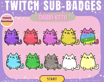 Leuke mollige Kitty-badges * twitch cat sub-badges, schattige kattenbadges, twitch cat-badges, kitty sub-badges, schattige sub-badges, kawaii katten-badges