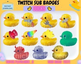 eend-insignes, eend-insignes, eend-emotes, schattige sub-badges, sub-badges twitch, gele sub-badges, eend-badges, eend-emotes