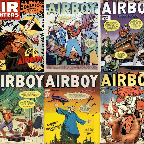 1940s / 1950s Airboy Comic stories featured in Air Fighters Comics. Airboy fictional aviator hero Comics collection. 1500 pages - PDFS.