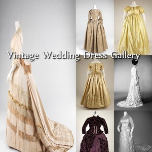 Vintage Wedding dress gallery. Vintage Wedding dresses from 1776 to 1961, Silk, Cotton, American, European, jpgs, tiffs.