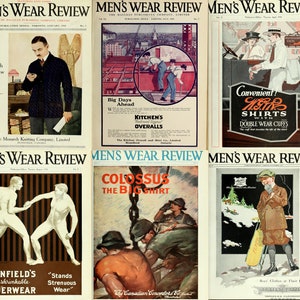 Vintage mens fashion magazine Men&#39;s Wear Review 1918 to 1920. Clothing trade, men&#39;s clothing, mens furnishing goods, 36 Issues PDF