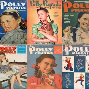 Polly Pigtails 1940s vintage girls magazines. A magazine for girls with stories, fashion and advice as well as comics. 31 Issues PDFS