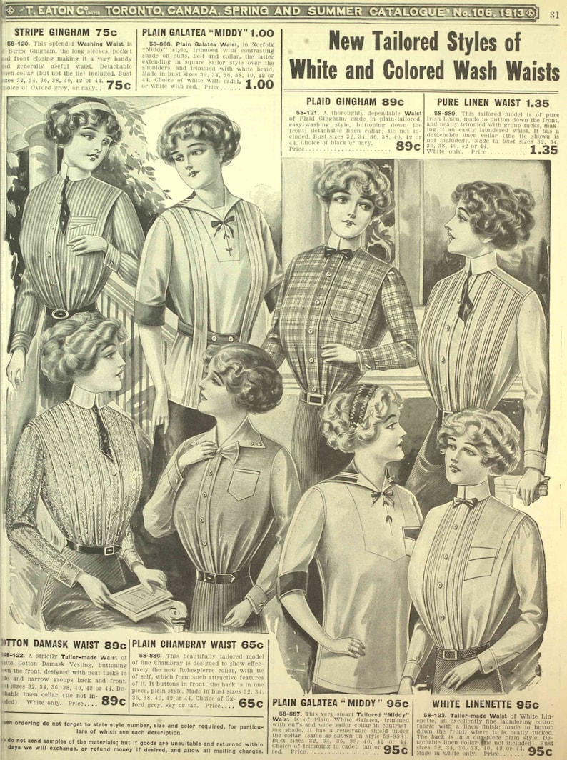 Eaton's Vintage Fashion Catalogues. Canadian 1900s Clothing Catalog