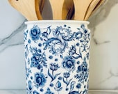 Extra Large Blue & White Chinoiserie Kitchen Utensil Holder