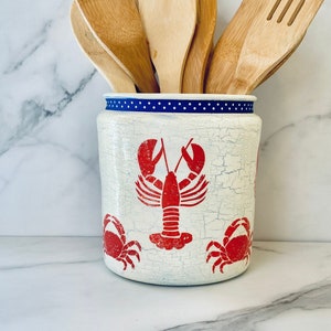Extra Large Lobster/crab/beach Themed Kitchen Utensil Holder, Utensil Caddy,  Utensil Crock, 1 Gallon, 128 Ounces, 8h X 7w, 